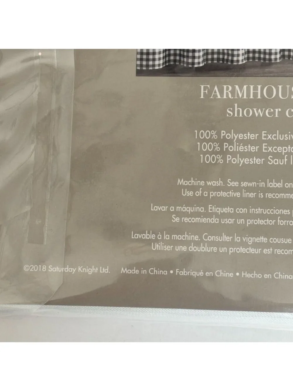 SKL Home Shower Curtain Farmhouse Dogs Black White Gingham 72x 72 Bathroom Decor
